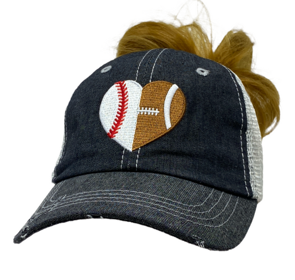 Cocomo Soul Womens Baseball Mom Hat | Baseball Mom Messy Bun High Ponytail Hat | Baseball Love Hat | Baseball Mom Cap 203 Dark Grey