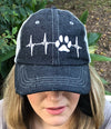 Paw Print Ekg Love Dog Mom Cat Mom Distressed Trucker Hat